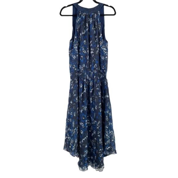 NWT Ramy Brook Blue New Moe Leopard Printed Silk Cocktail Dress sz S $495 - Picture 4 of 6